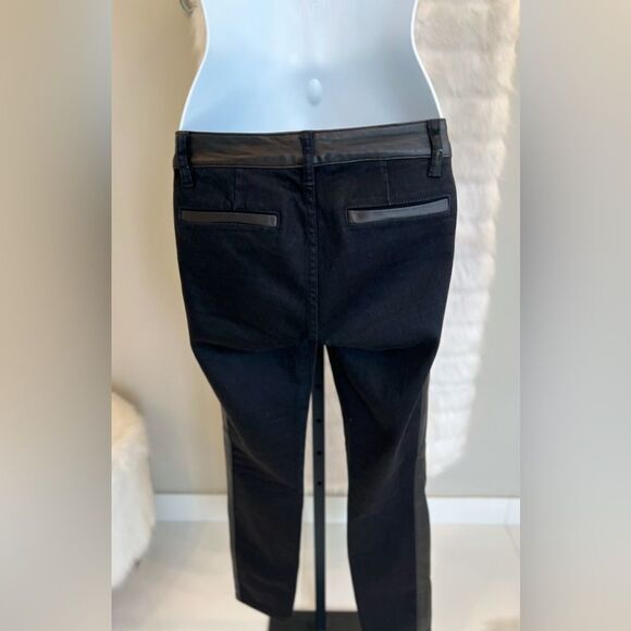 Tory Burch Black Leather Denim Pants (26) - Picture 11 of 12